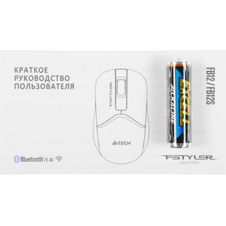 Мышь A4Tech Fstyler FB12 белый оптическая (1200dpi) беспроводная BT/Radio USB (3but), фото , изображение 13