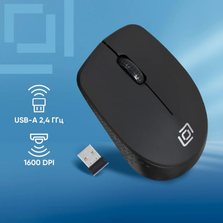 Мышь Оклик 486MW черный оптическая (1000dpi) беспроводная USB для ноутбука (3but), фото , изображение 2