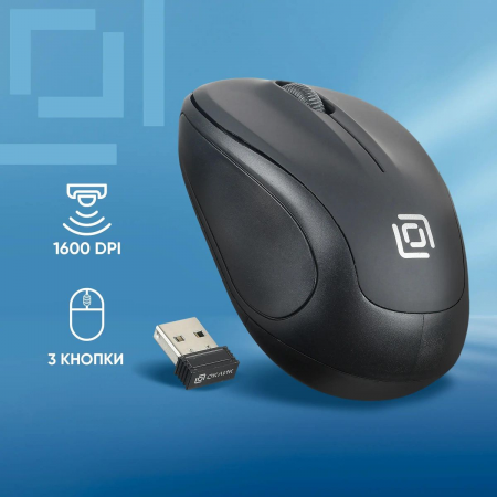 Мышь Оклик 665MW черный оптическая (1000dpi) беспроводная USB для ноутбука (3but) Черный, фото , изображение 2