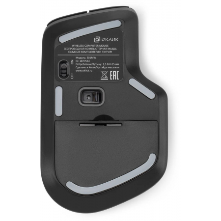 Мышь Оклик 501MW черный оптическая (2400dpi) беспроводная USB для ноутбука (6but), фото , изображение 3