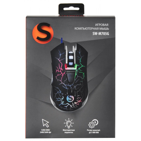 Мышь SunWind SW-M705G черный оптическая (3600dpi) USB для ноутбука (6but), фото , изображение 12