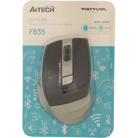 Мышь беспроводная A4Tech Fstyler FB35 (FB35SMOKYGREY) Серый, фото , изображение 15