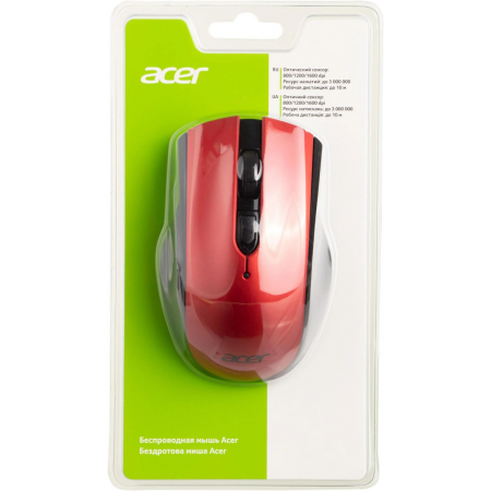 Мышь беспроводная Acer OMR032 (ZL.MCEEE.009) Красный, Чёрный, фото , изображение 11