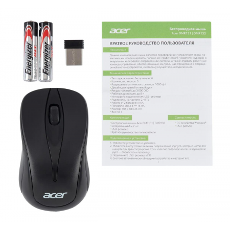 Мышь беспроводная Acer OMR131 (ZL.MCEEE.01E) чёрный, фото , изображение 8