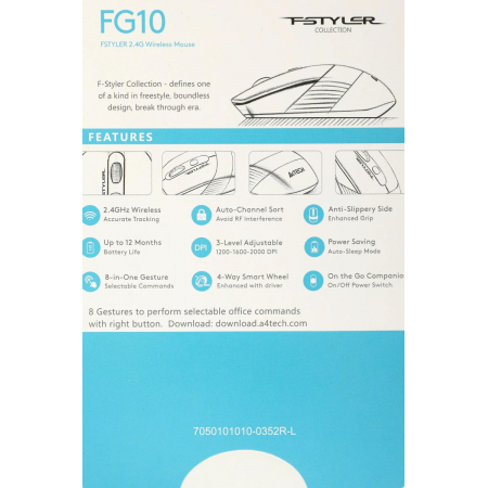 Мышь беспроводная A4Tech Fstyler FG10 Чёрный, фото , изображение 13