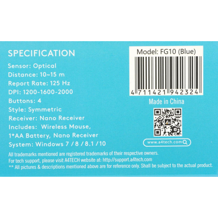 Мышь беспроводная A4Tech Fstyler FG10 Чёрный, фото , изображение 14