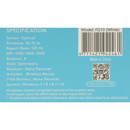 Мышь беспроводная A4Tech Fstyler FG10 Чёрный, фото , изображение 12