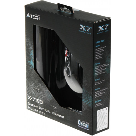 Мышь проводная + коврик A4Tech X-7120 (X-710BK+X7-200MP) чёрный, фото , изображение 13