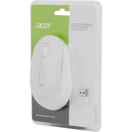 Мышь Acer OMR308 белый оптическая (1600dpi) беспроводная USB (4but), фото , изображение 9