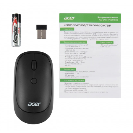 Мышь беспроводная Acer OMR137 (ZL.MCEEE.01K) Чёрный, фото , изображение 8