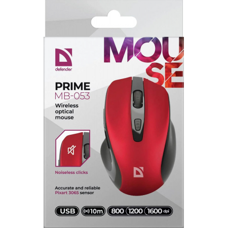 Мышь беспроводная Defender Prime MB-053 (52052) красный, фото , изображение 4
