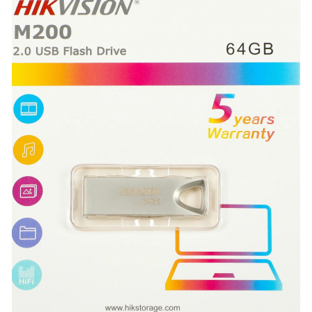 USB Flash накопитель 64Gb Hikvision HS-USB-M200/64G серебристый, фото , изображение 2