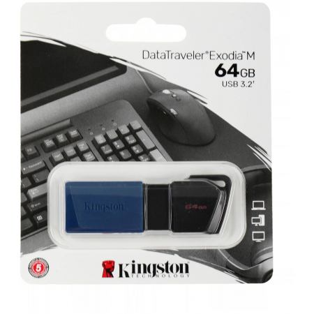 USB Flash накопитель 64Gb Kingston DataTraveler Exodia M (DTXM/64GB) черный/синий, фото , изображение 3