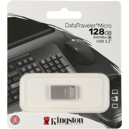 Флеш Диск Kingston 128Gb DataTraveler Micro DTMC3G2/128GB USB3.0 серебристый, фото , изображение 3