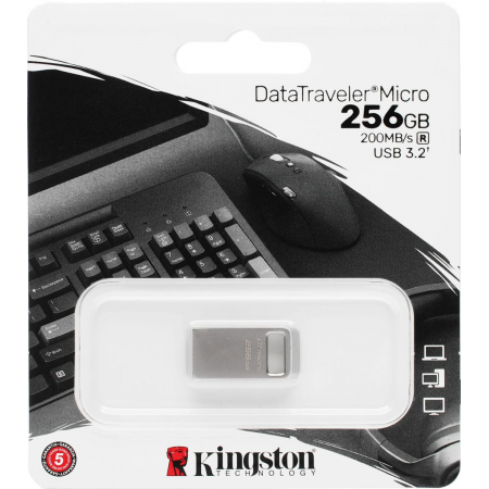 Флеш Диск Kingston 256Gb DataTraveler Micro DTMC3G2/256GB USB3.0 серебристый, фото , изображение 3