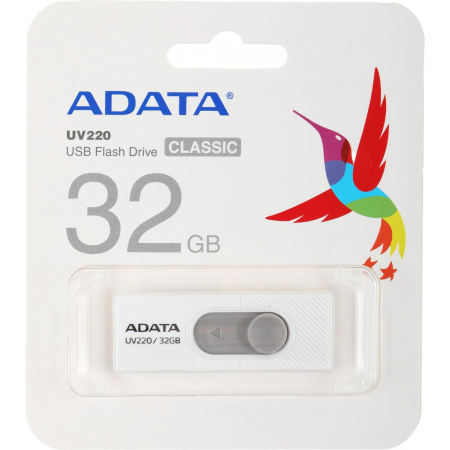 USB Flash накопитель 32Gb ADATA UV220 (AUV220-32G-RWHGY) белый/серый, фото , изображение 2