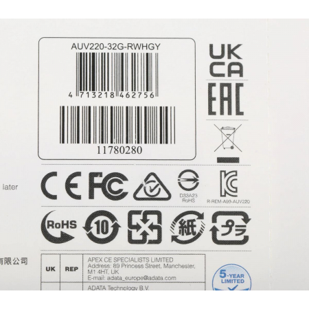 USB Flash накопитель 32Gb ADATA UV220 (AUV220-32G-RWHGY) белый/серый, фото , изображение 4