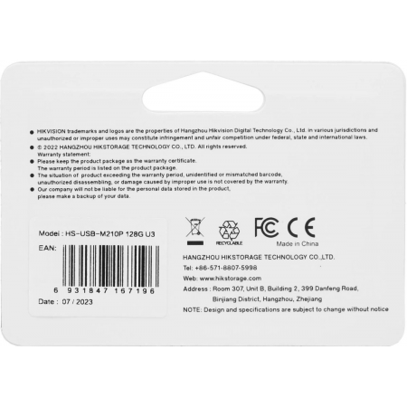 Флеш Диск Hikvision 128Gb HS-USB-M210P/128G/U3 [HS-USB-M210P/128G/U3], фото , изображение 4