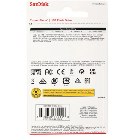 USB Flash накопитель   32Gb SanDisk Cruzer Blade (SDCZ50-032G-B35), фото , изображение 13