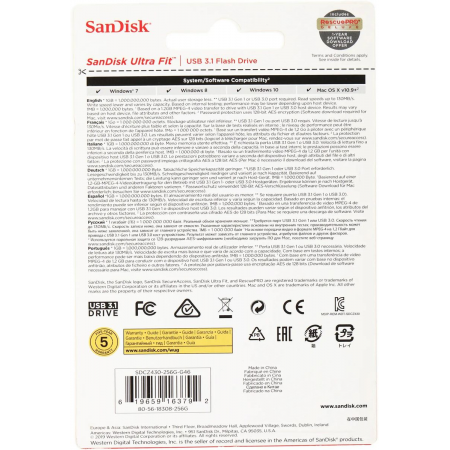 USB Flash накопитель 256Gb SanDisk Ultra Fit (SDCZ430-256G-G46), фото , изображение 6