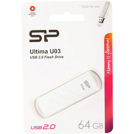 USB Flash накопитель   64Gb Silicon Power Ultima U03 White (SP064GBUF2U03V1W), фото , изображение 3
