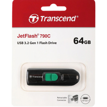 Флеш Диск Transcend 64Gb Jetflash Type-C 790С TS64GJF790C USB3.0 черный, фото , изображение 6