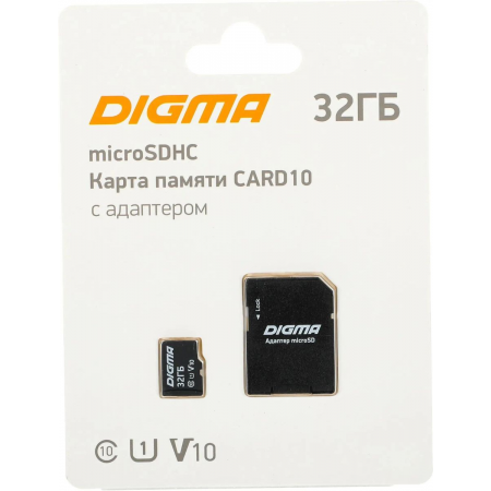 Флеш карта microSDXC 32Gb Class10 Digma CARD10 + adapter, фото , изображение 6