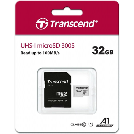 Карта памяти 32Gb MicroSD Transcend + SD адаптер  (TS32GUSD300S-A), фото , изображение 3