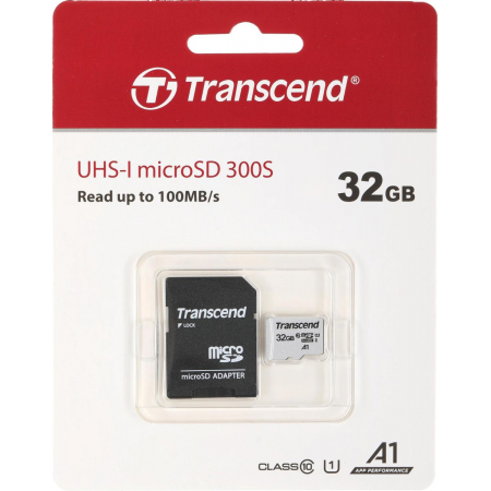 Карта памяти 32Gb MicroSD Transcend + SD адаптер  (TS32GUSD300S-A), фото , изображение 6