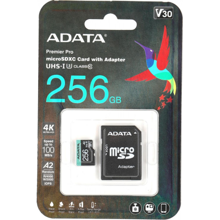 Карта памяти MICRO SDXC 256GB W/AD. AUSDX256GUI3V30SA2-RA1 ADATA, фото , изображение 2