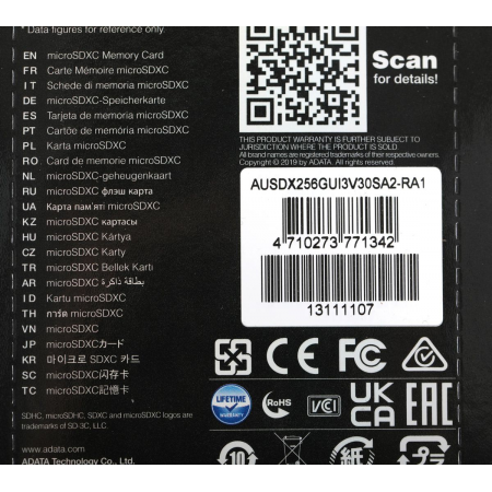 Карта памяти MICRO SDXC 256GB W/AD. AUSDX256GUI3V30SA2-RA1 ADATA, фото , изображение 4