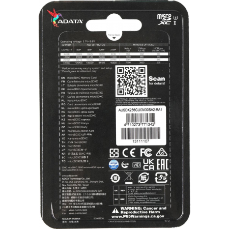 Карта памяти MICRO SDXC 256GB W/AD. AUSDX256GUI3V30SA2-RA1 ADATA, фото , изображение 5
