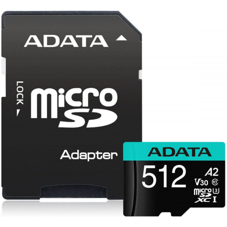 Карта памяти MICRO SDXC 512GB W/AD. AUSDX512GUI3V30SA2-RA1 ADATA, фото 