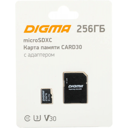 Флеш карта microSDXC 256Gb Class10 Digma CARD30 + adapter, фото , изображение 6