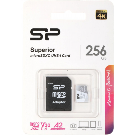 Карта памяти  256Gb MicroSD Silicon Power Superio + SD адаптер SD (SP256GBSTXDA2V20SP), фото , изображение 3
