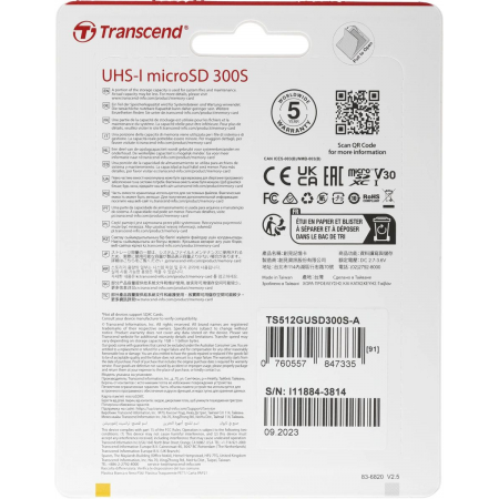 Карта памяти Transcend microSDXC 512 ГБ (TS512GUSD300S-A), фото , изображение 5