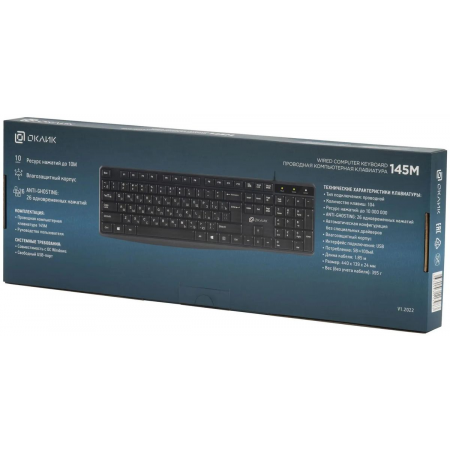 Клавиатура Оклик/Oklick 145M черный USB Multimedia, фото , изображение 24