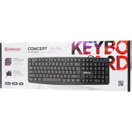 Клавиатура проводная  Defender  Concept HB-164 RU,черный,104+FN,1.8м, фото , изображение 11