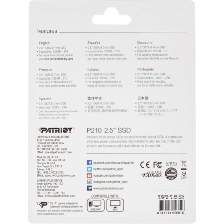 SSD 2.5 SATA 512Gb Patriot P210S512G25 P210, фото , изображение 8