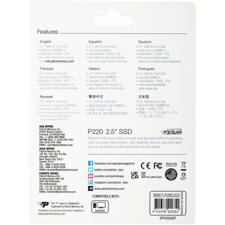 SSD Patriot P220 512Gb P220S512G25, фото , изображение 6