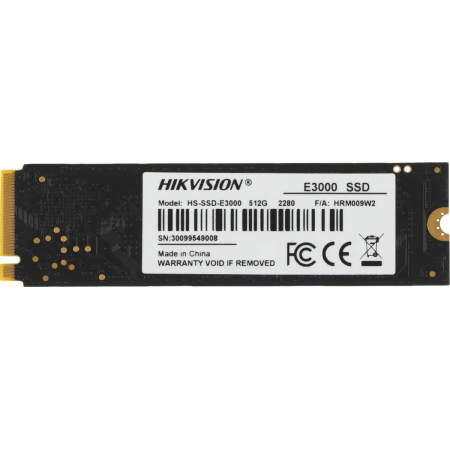 M.2 2280 512GB Hikvision E3000 Client SSD [HS-SSD-E3000/512G] PCIe Gen3x4 with NVMe, 3500/1800, IOPS 200/155K, MTBF 1.5M, 3D NAND TLC, 224TBW, 0,24DWPD, RTL (128067), фото 