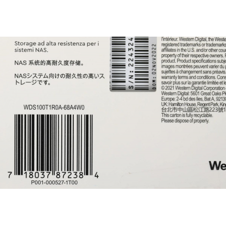Твердотельный накопитель SSD WD Red SA500 NAS 3D NAND WDS100T1R0A 1ТБ 2,5 SATA-III (TLC), фото , изображение 13
