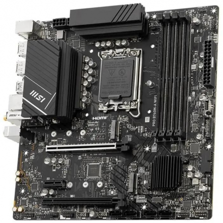 Материнская плата MSI PRO B760M-A WIFI Soc-1700 Intel B760 4xDDR5 mATX AC`97 8ch(7.1) 2.5Gg+HDMI+DP, фото , изображение 3
