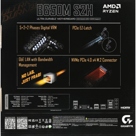 Материнская плата Gigabyte B650M S2H SocketAM5 AMD B650 mATX AC`97 8ch(7.1) GbLAN RAID+VGA+HDMI+DP, фото , изображение 17