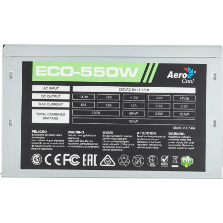 Блок питания AeroCool 550W ECO-550W, фото , изображение 4