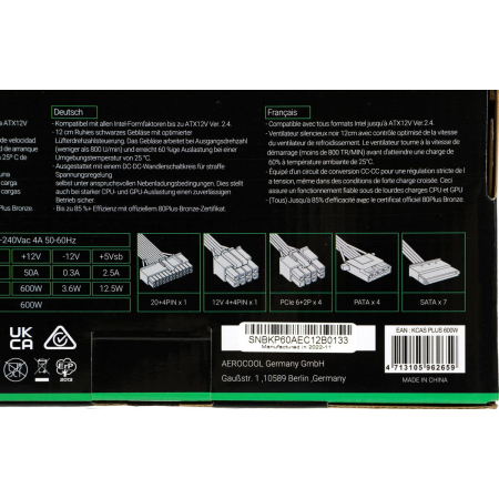 Блок питания AeroCool 600W KCAS-600W PLUS, фото , изображение 13