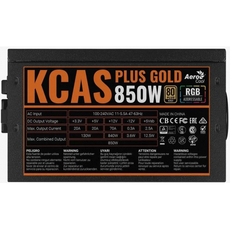 Блок питания 850W AeroCool KCAS PLUS Gold 850W, фото , изображение 13