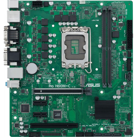 Материнская плата Asus PRO H610M-C-CSM Soc-1700 Intel H610 2xDDR5 mATX AC`97 8ch(7.1) GbLAN+VGA+DVI+HDMI+DP, фото , изображение 2 Материнская плата Asus PRO H610M-C-CSM Soc-1700 Intel H610 2xDDR5 mATX AC`97 8ch(7.1) GbLAN+VGA+DVI+HDMI+DP, фото , изображение 2