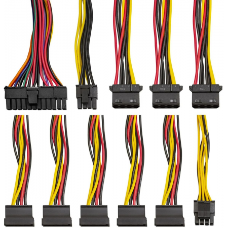 Блок питания Exegate EX260637RUS Блок питания 350W Exegate 350PPE, ATX, black, APFC, 12cm, 24p+4p, PCI-E, 5*SATA, 3*IDE, FDD, фото , изображение 5