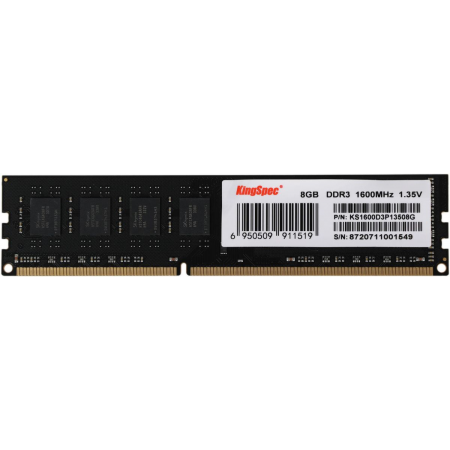 Память DDR3L 8Gb 1600MHz Kingspec KS1600D3P13508G RTL PC3-12800 CL11 DIMM 240-pin 1.35В, фото , изображение 4 Память DDR3L 8Gb 1600MHz Kingspec KS1600D3P13508G RTL PC3-12800 CL11 DIMM 240-pin 1.35В, фото , изображение 4